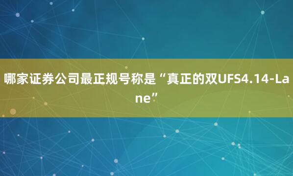 哪家证券公司最正规号称是“真正的双UFS4.14-Lane”
